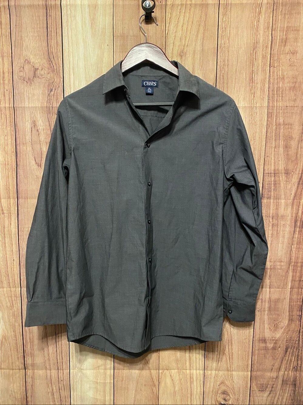 Chaps XL grey long sleeve button up shirt business